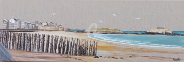 Peinture intitulée "Saint Malo Plage du…" par Armelle Cailly, Œuvre d'art originale, Acrylique Monté sur Châssis en bois