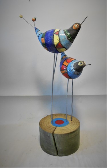 Sculpture titled "Les oiseaux" by Armelle Colombier, Original Artwork, Ceramics