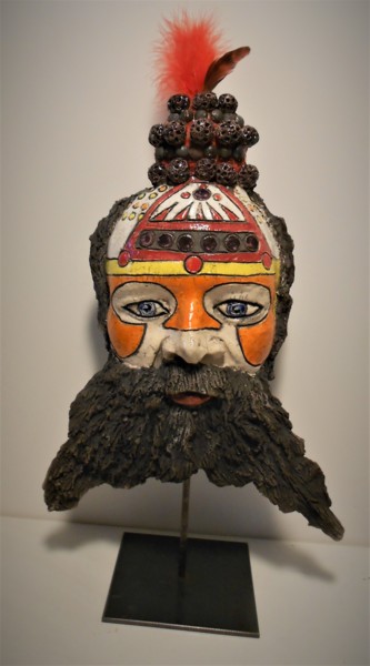 Sculptuur getiteld "Le sage indien" door Armelle Colombier, Origineel Kunstwerk, Keramiek