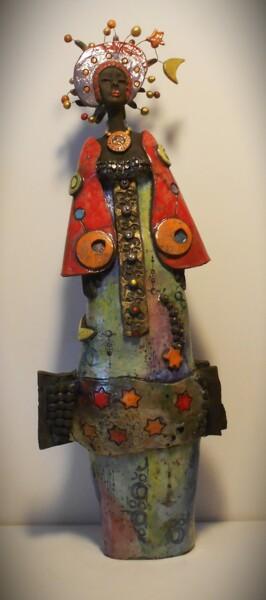 Escultura intitulada "La Reine d'étoile" por Armelle Colombier, Obras de arte originais, Cerâmica