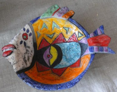 Design intitolato "bol poisson" da Armelle Colombier, Opera d'arte originale, Ceramica