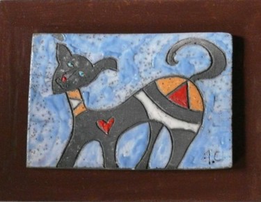 Design intitulée "plaque chat" par Armelle Colombier, Œuvre d'art originale
