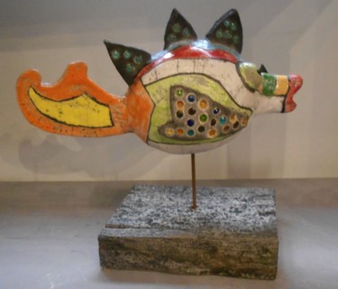 Sculpture intitulée "poisson-triangle.jpg" par Armelle Colombier, Œuvre d'art originale, Céramique