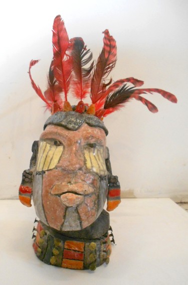 Skulptur mit dem Titel "le-guerrier.jpg" von Armelle Colombier, Original-Kunstwerk, Keramik