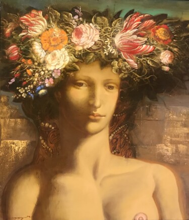 Картина под названием "Quatre saisons, l'é…" - Armen Gasparian, Подлинное произведение искусства, Масло