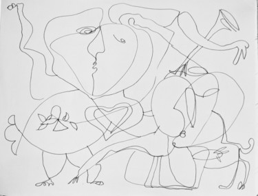 Disegno intitolato "Love&love sc" da Armen Ghazayran (Nem), Opera d'arte originale, Pennarello