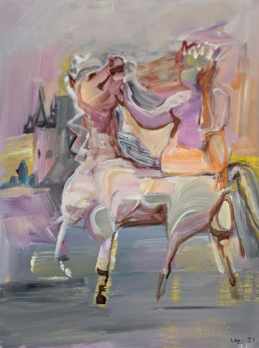 Pintura intitulada "White horse" por Armen Ghazayran (Nem), Obras de arte originais, Acrílico