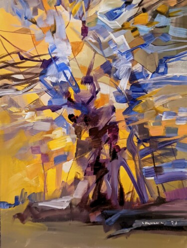 Painting titled "Fall / trees" by Armen Ghazayran (Nem), Original Artwork, Acrylic