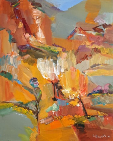 Schilderij getiteld "Autumn/Orange" door Armen Ghazayran (Nem), Origineel Kunstwerk, Acryl