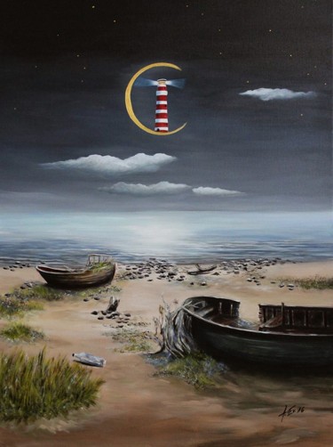 Malerei mit dem Titel "Strandgut" von Armin Evers, Original-Kunstwerk, Acryl