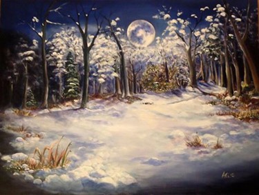 Painting titled ""La Luna"" by Armin Evers, Original Artwork, Acrylic