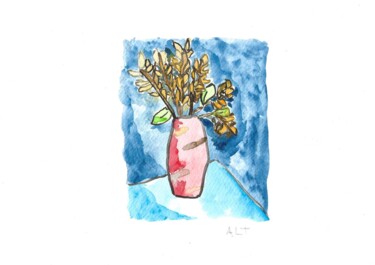Картина под названием "Fleurs (8" - Arnaud De La Tour, Подлинное произведение искусства, Акварель