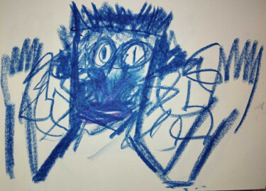 Drawing titled "The Blue Hostage" by Arnaud Druot, Original Artwork, Pastel