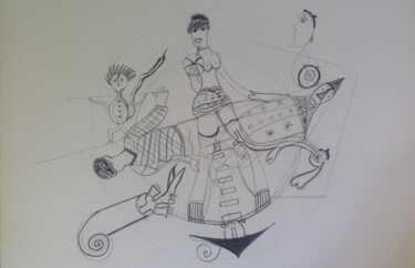Zeichnungen mit dem Titel "The Magic Circus" von Arnaud Dubois, Original-Kunstwerk, Tinte