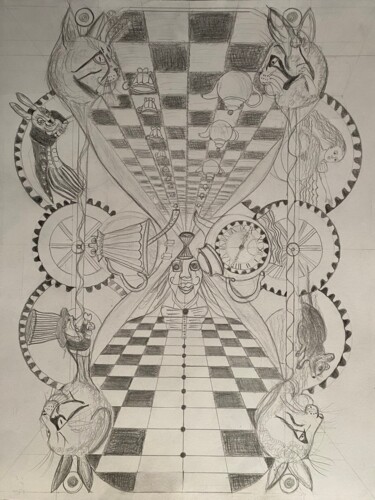 Drawing titled "the Time Machine in…" by Arnaud Dubois, Original Artwork, Graphite