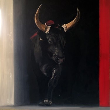 Painting titled "Mignon de Cuillé" by Arnaud Feuga, Original Artwork, Oil Mounted on Wood Stretcher frame