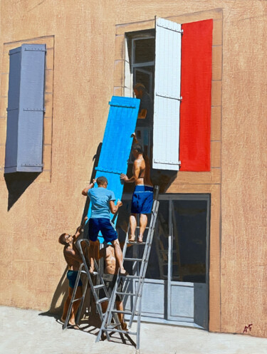 Картина под названием "Reconstruction" - Arnaud Feuga, Подлинное произведение искусства, Масло