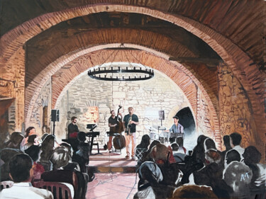 Pintura titulada "Jazz à Malvignol" por Arnaud Feuga, Obra de arte original, Oleo Montado en Bastidor de camilla de madera