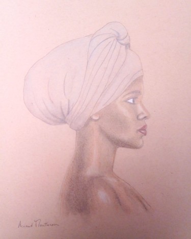 Zeichnungen mit dem Titel "Africaine" von Arnaud Montenon, Original-Kunstwerk, Bleistift