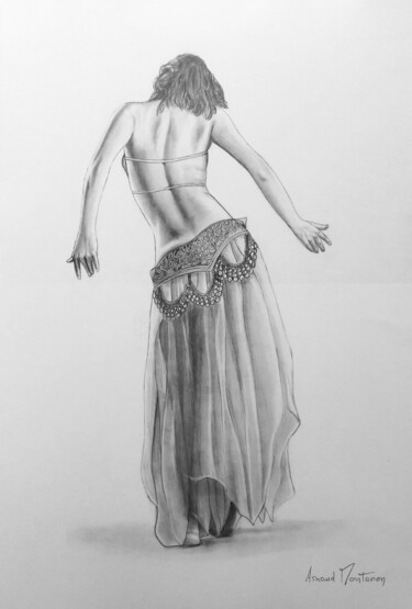 Рисунок под названием "danseuse orientale" - Arnaud Montenon, Подлинное произведение искусства, Карандаш