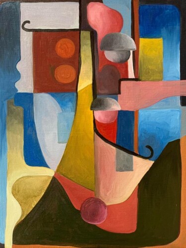 Картина под названием "The man and his mou…" - Arnaud Quercy, Подлинное произведение искусства, Масло Установлен на Деревянн…
