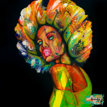Schilderij getiteld "Afro Pop" door Arnaud Verhulst, Origineel Kunstwerk, Acryl