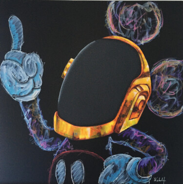 Painting titled "Daft Mouse II" by Arnaud Verhulst, Original Artwork, Acrylic Mounted on Wood Stretcher frame
