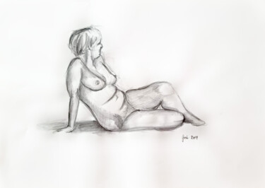 Drawing titled "sitzender Akt I" by Arne Groh, Original Artwork, Pencil
