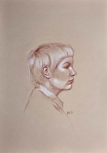 Dibujo titulada "Porträt einer attra…" por Arne Groh, Obra de arte original, Lápiz