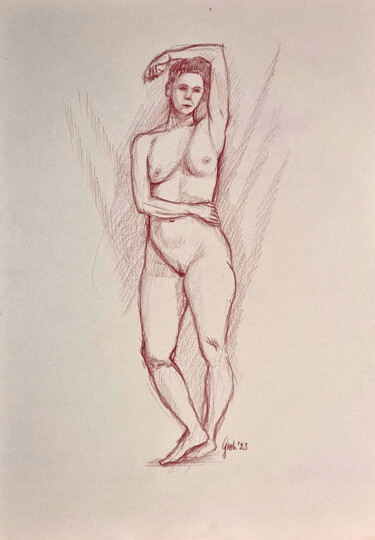 Dibujo titulada "weiblicher stehende…" por Arne Groh, Obra de arte original, Lápiz