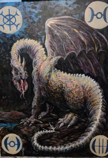 Painting titled "System Guide Dragon" by Arnol D Medici, Original Artwork, Acrylic