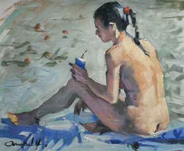 Painting titled "Alma (huile sur pap…" by Christian Arnould, Original Artwork, Oil