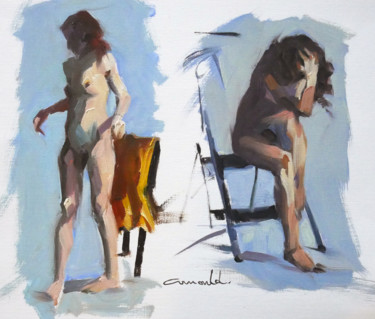 Peinture intitulée "Pochades nus" par Christian Arnould, Œuvre d'art originale, Huile