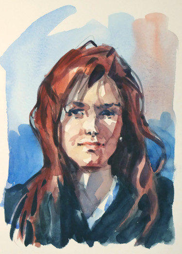 Painting titled "Rousse (aquarelle 2…" by Christian Arnould, Original Artwork, Watercolor