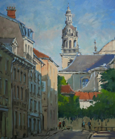 Painting titled "Rue Saint Anne le m…" by Christian Arnould, Original Artwork, Oil