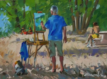 Painting titled "Plein air à Messein…" by Christian Arnould, Original Artwork, Oil