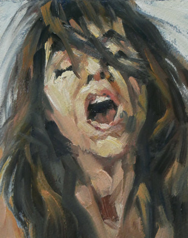 Painting titled "Charlotte (huile su…" by Christian Arnould, Original Artwork, Oil