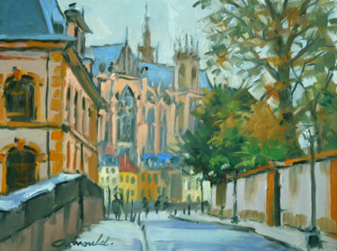 Painting titled "Le Metz que j'aime…" by Christian Arnould, Original Artwork, Oil