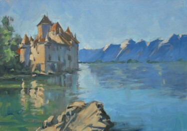 Schilderij getiteld "Lac Léman (huile su…" door Christian Arnould, Origineel Kunstwerk, Olie