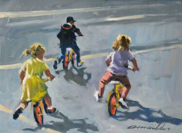 Peinture intitulée "Les petits vélos sa…" par Christian Arnould, Œuvre d'art originale, Huile