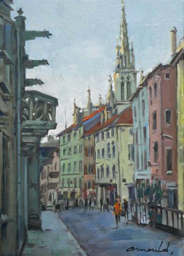 Painting titled "Grande rue à Nancy" by Christian Arnould, Original Artwork, Oil