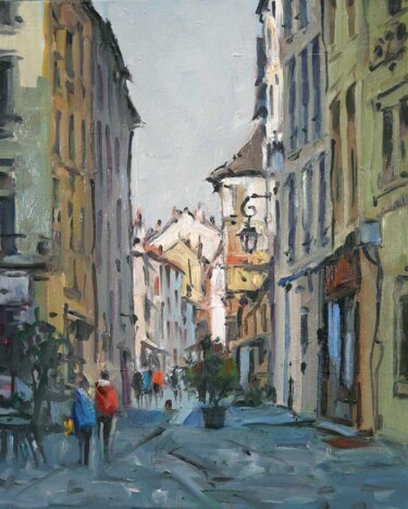 Painting titled "Vieille rue en viei…" by Christian Arnould, Original Artwork, Oil