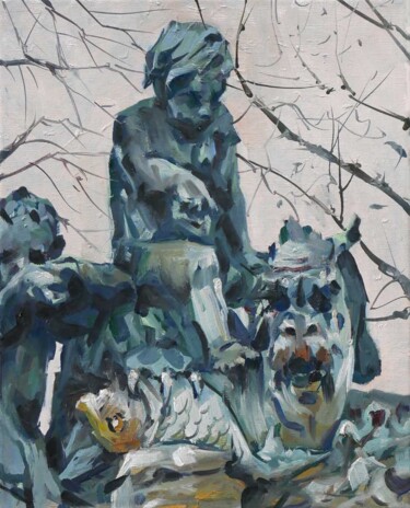 Painting titled "Fontaine de Neptune…" by Christian Arnould, Original Artwork, Oil