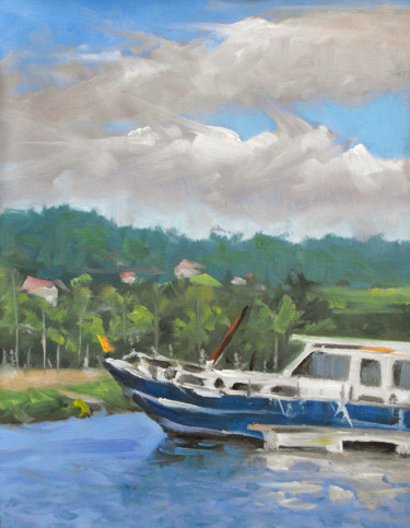 Peinture intitulée "plein air à Champig…" par Christian Arnould, Œuvre d'art originale, Huile