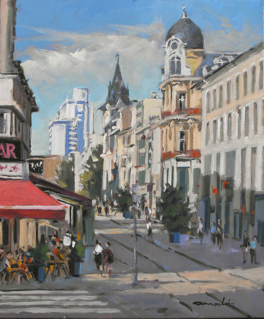 Peinture intitulée "Rue Saint Georges à…" par Christian Arnould, Œuvre d'art originale, Huile