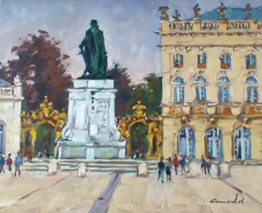 Peinture intitulée "Place Stan ce matin…" par Christian Arnould, Œuvre d'art originale, Huile