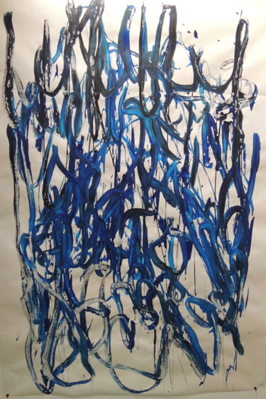 Pittura intitolato "racines bleues" da Arsène Odin, Opera d'arte originale, Acrilico