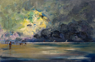 Peinture intitulée "Bord de mer" par Dan, Œuvre d'art originale, Huile