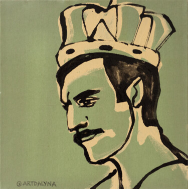 「"Freddie Mercury"」というタイトルの絵画 Art Dalynaによって, オリジナルのアートワーク, エナメル ウッドストレッチャーフレームにマウント