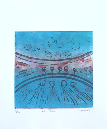 Printmaking titled "LA TERRE REF. 103A…" by Michèle Froment, Original Artwork, Engraving Mounted on Other rigid panel